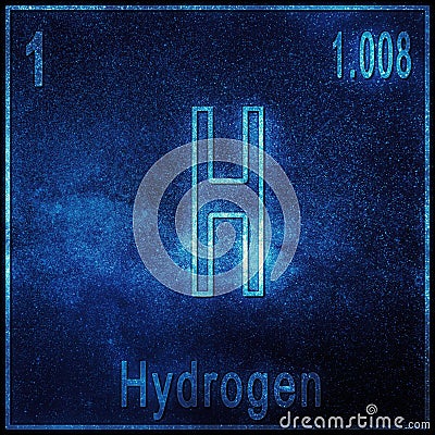 Hydrogen chemical element, Sign with atomic number and atomic weight Stock Photo