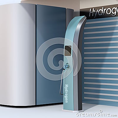 Hydrogen dispensers in Fuel Cell Hydrogen Station Stock Photo