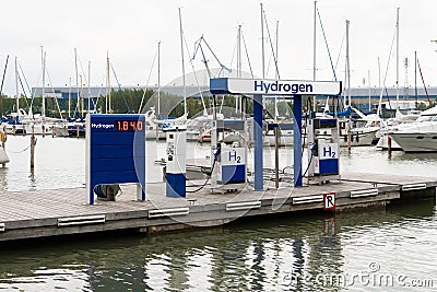 Hydrogen filling station for boats Editorial Stock Photo