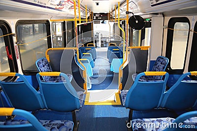 Hydrogen fuel cell bus interior Editorial Stock Photo