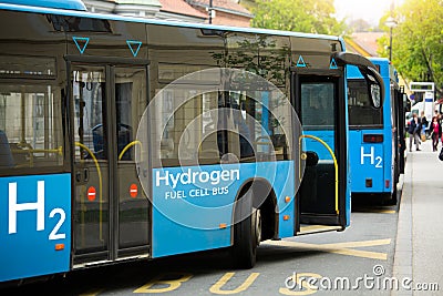 A hydrogen fuel cell buses Editorial Stock Photo