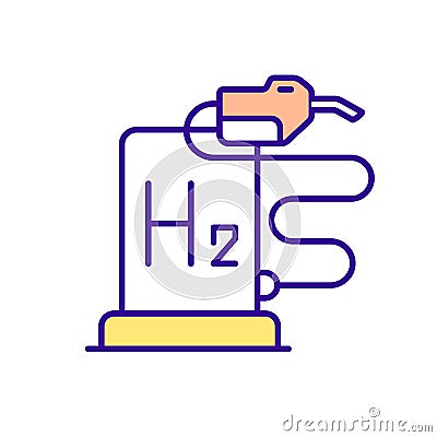 Hydrogen fueling station RGB color icon Vector Illustration