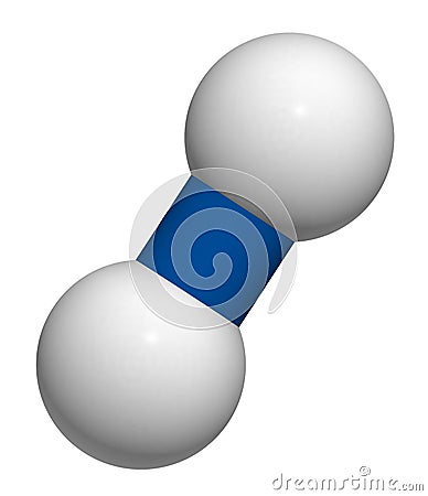 Hydrogen gas H2 molecule. 3D rendering. Stock Photo