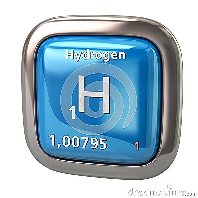 Hydrogen H chemical element from the periodic table blue icon Cartoon Illustration