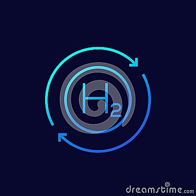 hydrogen icon with arrows, linear Vector Illustration