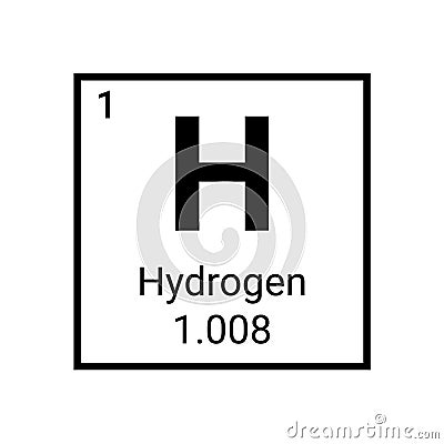 Hydrogen periodic table element. Hydrogen symbol chemical sign Vector Illustration