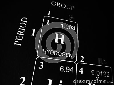 Hydrogen on the periodic table of the elements Stock Photo