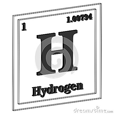 Hydrogen Periodic Table of the Elements 3D Vector Vector Illustration