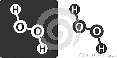 Hydrogen peroxide H2O2 molecule, flat icon style. Atoms shown as circles. Vector Illustration