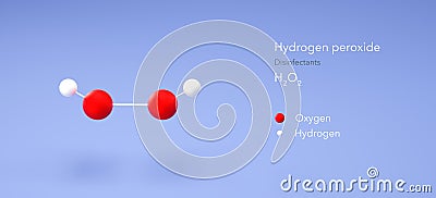hydrogen peroxide molecule, molecular structures, oxidizer, 3d model, Structural Chemical Formula and Atoms with Color Coding Stock Photo