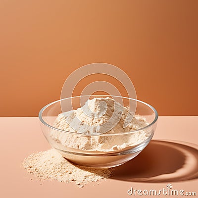 Hydrolyzed collagen powder in a bowl. AI Generated Stock Photo