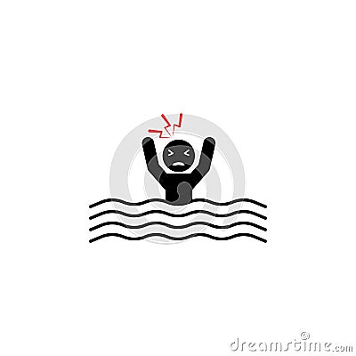 Hydrophobia, fear icon on white background. Vector Illustration