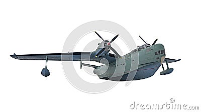 Hydroplane BE-6. Soviet multipurpose airplane boat isolated on white background. Madge - NATO codification Stock Photo