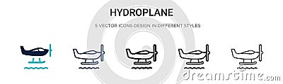 Hydroplane icon in filled, thin line, outline and stroke style. Vector illustration of two colored and black hydroplane vector Vector Illustration