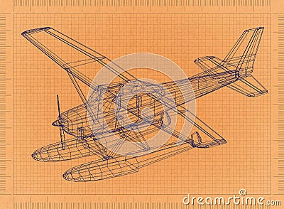 Hydroplane - Retro Blueprint Stock Photo