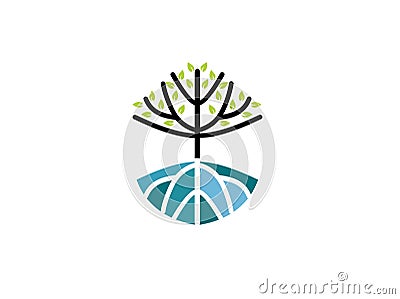 HYDROPONICS tree water Logo design Stock Photo