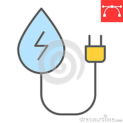 Hydropower color line icon, energy and ecology, water energy sign vector graphics, editable stroke colorful linear icon Vector Illustration