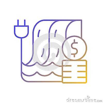 Hydropower pricing gradient linear vector icon Vector Illustration