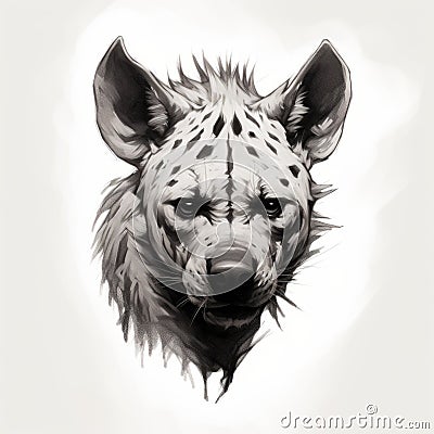 Minimalist Hyena Head Silhouette Drawing Stock Photo