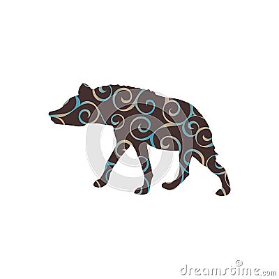 Hyena predator color silhouette animal Vector Illustration