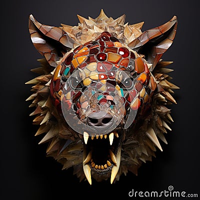 A hyenas head made of beautiful gemstones. Wildlife Animals. Decorations. Illustration, Generative AI Stock Photo