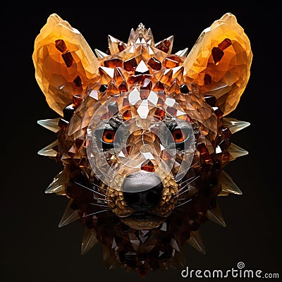 A hyenas head made of beautiful gemstones. Wildlife Animals. Decorations. Illustration, Generative AI Stock Photo