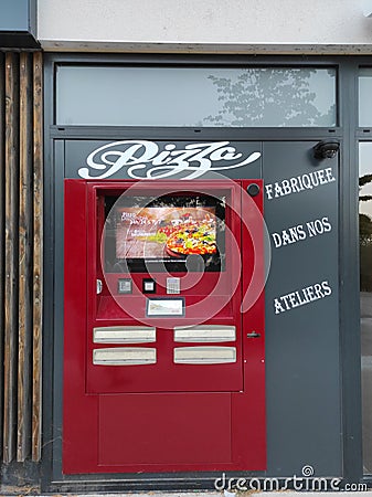 Hyeres, France - August 10, 2022: Pizza vending machine Editorial Stock Photo