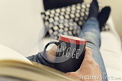 Hygge, danish word for comfort or enjoy Stock Photo