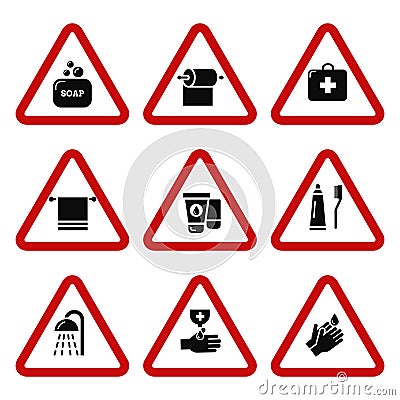 Hygiene, bacteria virus protection icons Vector Illustration