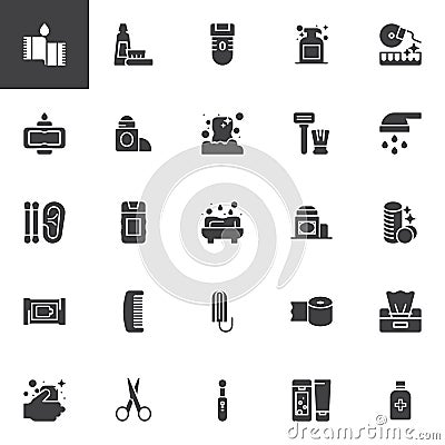 Hygiene elements vector icons set Vector Illustration