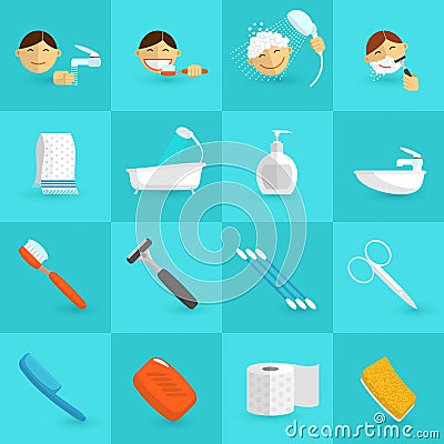 Hygiene Icons Flat Vector Illustration