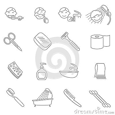 Hygiene Icons Outline Vector Illustration