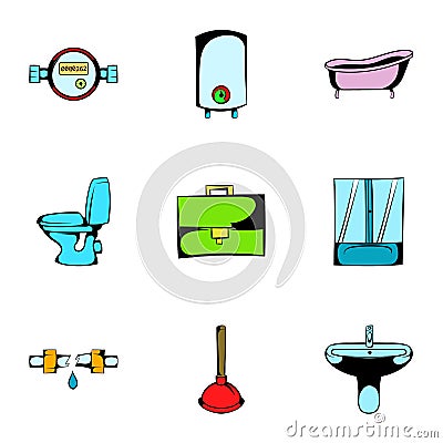 Hygiene icons set, cartoon style Vector Illustration