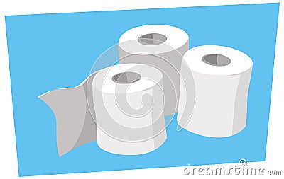 Hygiene products. Rolls of toilet paper on a blue background. Vector Illustration
