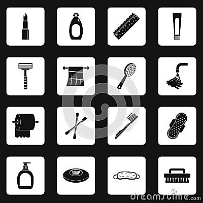 Hygiene tools icons set squares vector Vector Illustration