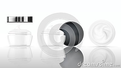 Hygienic Cream In Glass Jar. Top View Stock Photo