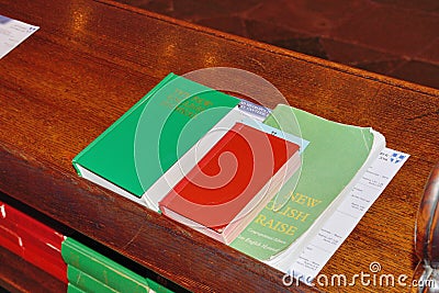 Hymn books on wood lecturn Editorial Stock Photo