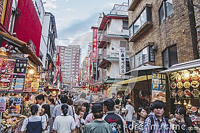 Hyogo,Japan - September 23, 2018: Kobe Chinatown.Nankinmachi is a compact Chinatown Editorial Stock Photo