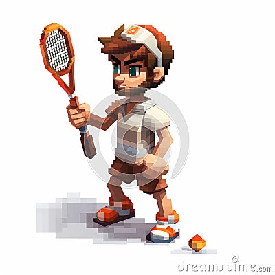 Hyper-detailed 8-bit Pixel Tennis Game Character: Lucas Cartoon Illustration