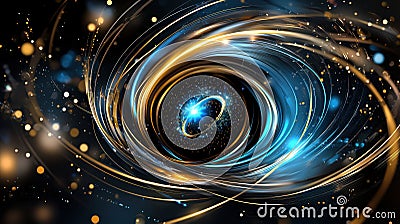 Hyper detailed depiction of quantum encryption with swirling lights and cosmic elements, creating mesmerizing visual experience Stock Photo