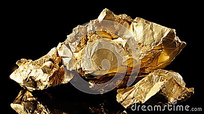 Hyper Detailed Photograph Of Gold Nugget: Environmental Installation Art Style Stock Photo