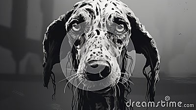 Hyper-detailed Rendering Of A Dalmatian: A Soggy, Realistic Speedpainting Cartoon Illustration