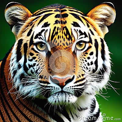 Hyper detailed tiger close up 3d rendered illustration generative ai Cartoon Illustration