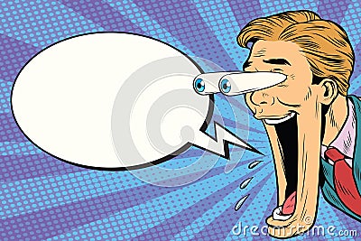 Hyper expressive reaction cartoon man face, Comic bubble Vector Illustration