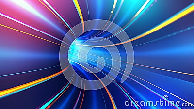 Hyper loop, wormhole, space and time. Black hole, vortex hyperspace tunnel Cartoon Illustration