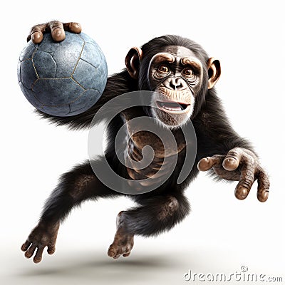 Hyper-realistic Chimp Soccer Ball Clipart Stock Photo