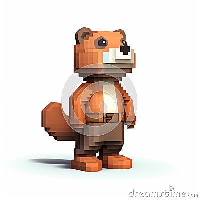 Hyper-realistic 3d Beaver In Voxel Art Costume Stock Photo