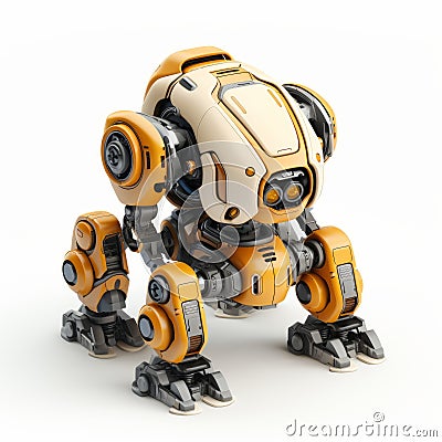 Hyper-realistic 3d Render Of Orange Robot With Robot Legs Stock Photo