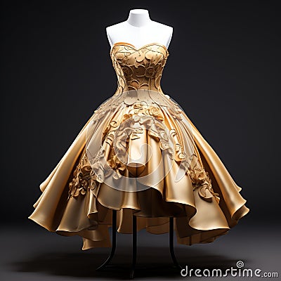 Hyper Realistic 2d Rendering Of Gold Dress In Baroque-inspired Style Stock Photo