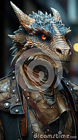 Hyper-realistic Dragonian Supermodel Wizard. Created with Generative AI Stock Photo